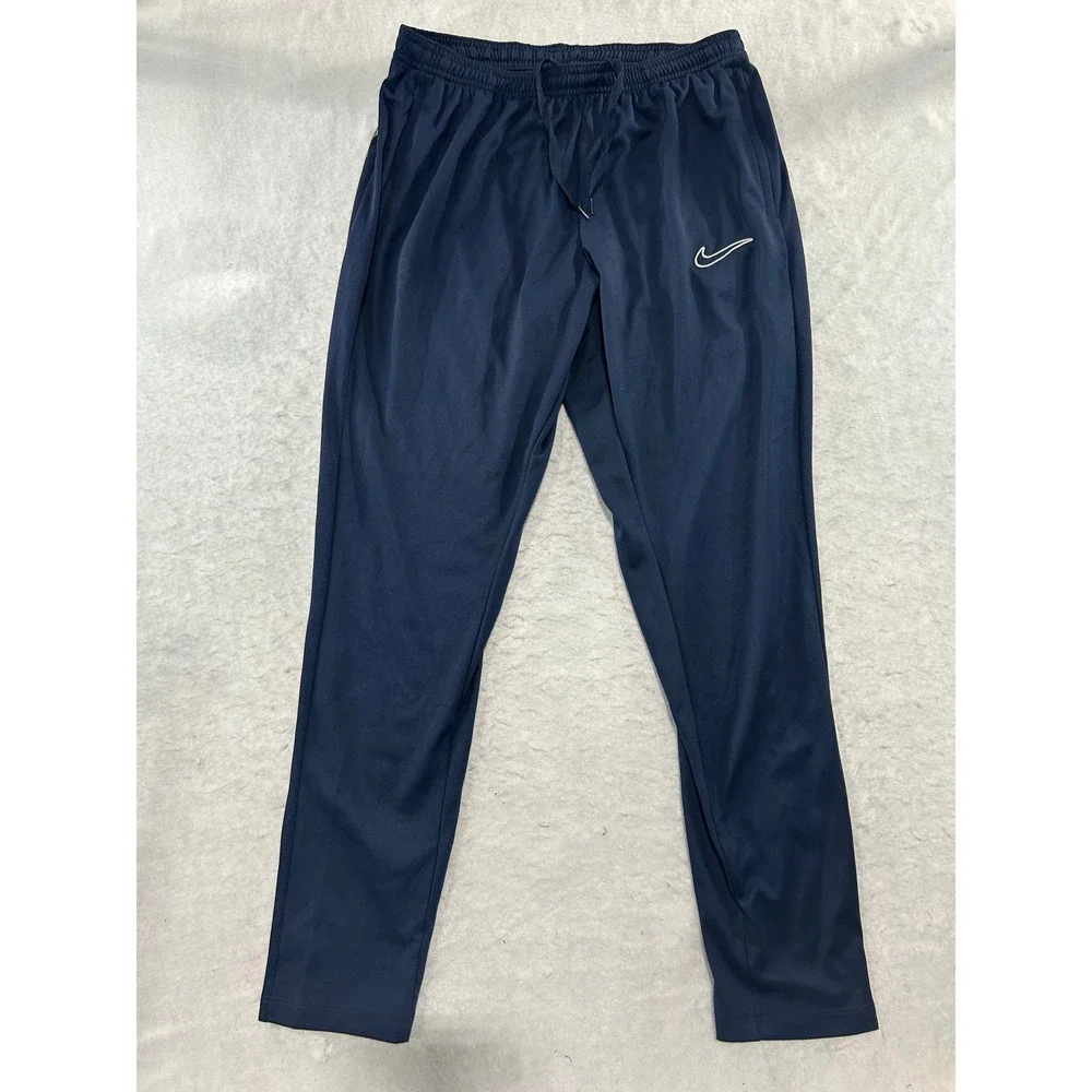 Nike Dri-FIT Mens Navy Blue Track Pants Mesh Panel Joggers Size M